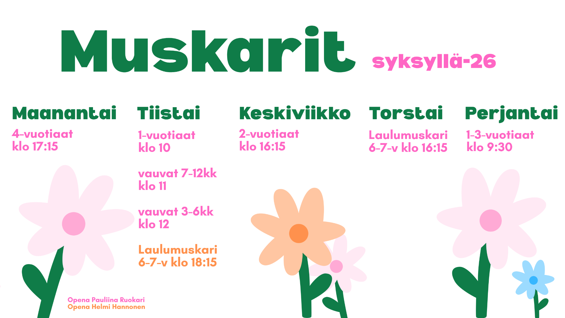 Lukujärjestys syksyllä 2026